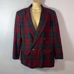 Giorgio Sant Angelo 100% wool double breasted blazer gold buttons size 14 red
